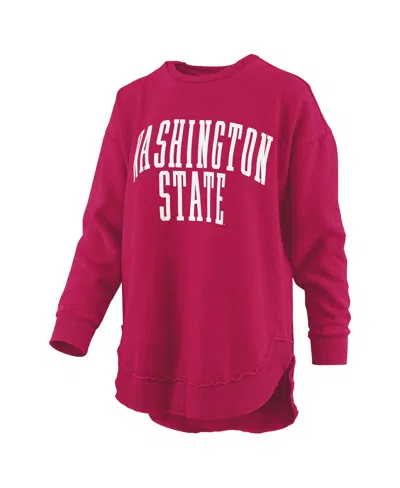 Pressbox Women's Crimson Washington State Cougars Melange Poncho Vintage Fleece Long Sleeve Pullover Sweatshi