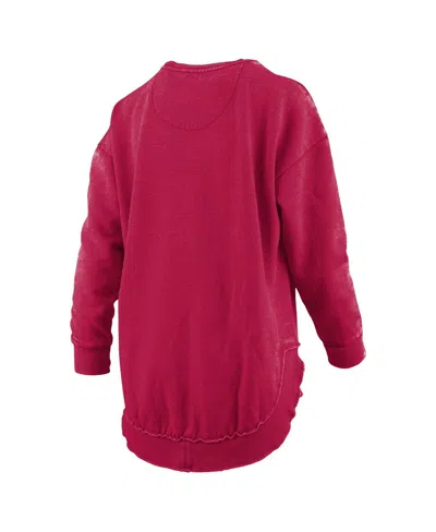 Pressbox Women's Crimson Washington State Cougars Melange Poncho Vintage Fleece Long Sleeve Pullover Sweatshi