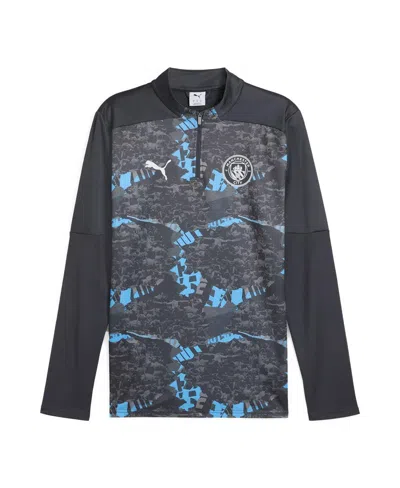 Puma Men's Navy Manchester City 2024/25 Pre-match Quarter-zip Sweatshirt In Black