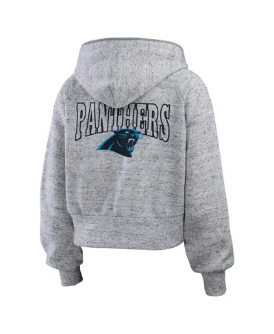 Wear By Erin Andrews Women's Heather Gray Carolina Panthers Speckled Fleece Cropped Full Zip Hoodie In Gray