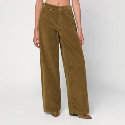 Haikure Wide Moss Green Corduroy Trousers In Brown