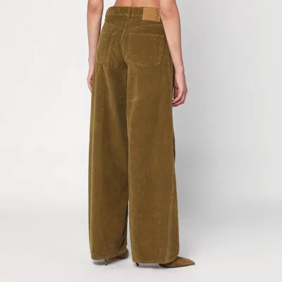 Haikure Wide Moss Green Corduroy Trousers In Brown