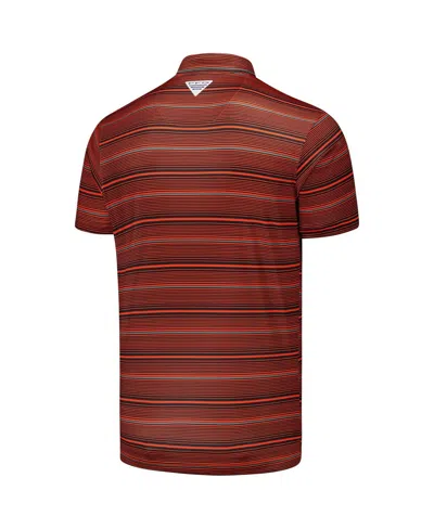 Columbia Men's Orange Oregon State Beavers Pfg Super Terminal Tackle Omni-shade Stripe Polo Shirt In Brown