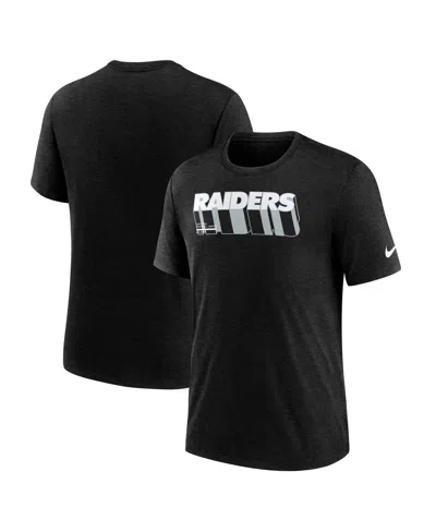 Nike Heather Black Las Vegas Raiders Long Pass Tri-blend T-shirt