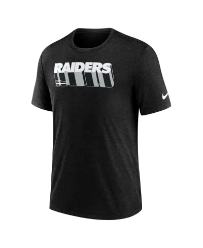 Nike Heather Black Las Vegas Raiders Long Pass Tri-blend T-shirt