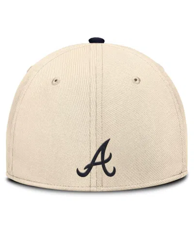 Nike Men's Natural/navy Atlanta Braves Statement Rise Performance Flex Hat