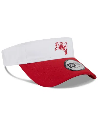 New Era Men's White/red Tampa Bay Buccaneers 2025 Nfl Training Camp Adjustable Visor Hat
