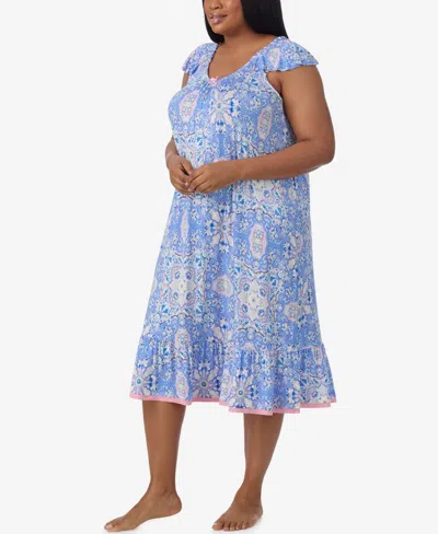 Ellen Tracy Plus Size Short Sleeve Midi Nightgown
