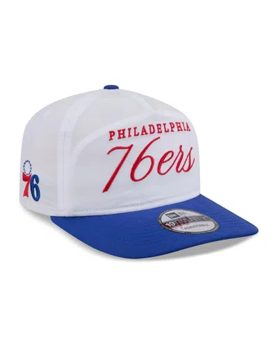 New Era Men's White/royal Philadelphia 76ers 2025 Nba Draft On-stage Nylon 19twenty Adjustable Hat