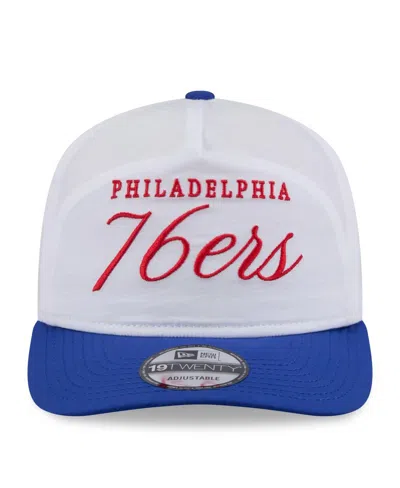 New Era Men's White/royal Philadelphia 76ers 2025 Nba Draft On-stage Nylon 19twenty Adjustable Hat