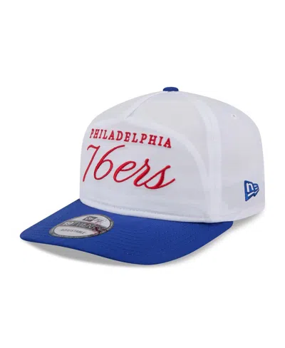 New Era Men's White/royal Philadelphia 76ers 2025 Nba Draft On-stage Nylon 19twenty Adjustable Hat