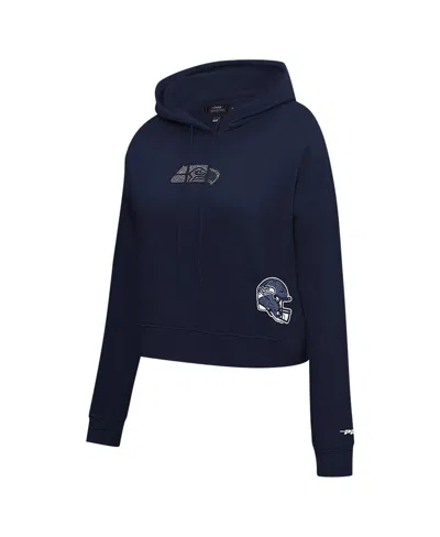 Pro Standard Women's College Navy Seattle Seahawks Jeweled Cropped Pullover Hoodie
