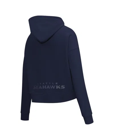 Pro Standard Women's College Navy Seattle Seahawks Jeweled Cropped Pullover Hoodie