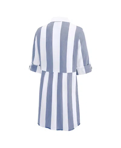 Tommy Bahama Women's Navy/white Dallas Cowboys Rugby Beach Stripe Button-up Tunic Top