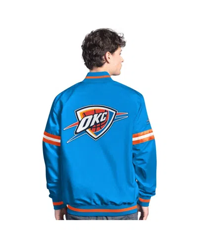 Starter Men's Blue/orange Oklahoma City Thunder Scout Full Snap Varsity Jacket In Blue