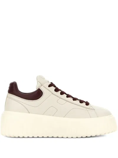 Hogan Low-top Sneakers With Rubber Sole And Platform In Neutral
