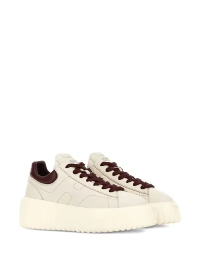 Hogan Low-top Sneakers With Rubber Sole And Platform In Neutral