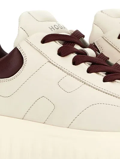 Hogan Low-top Sneakers With Rubber Sole And Platform In Neutral