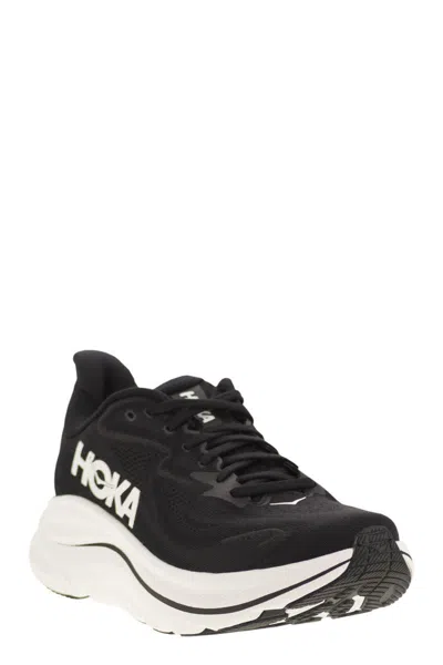 Hoka Clifton 10 Rubber-trimmed Jacquard Running Sneakers In Black