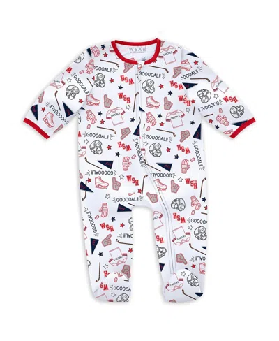 Wear By Erin Andrews Baby Boys And Girls Washington Capitals Sleep And Play Sleeper With Bib Set In White