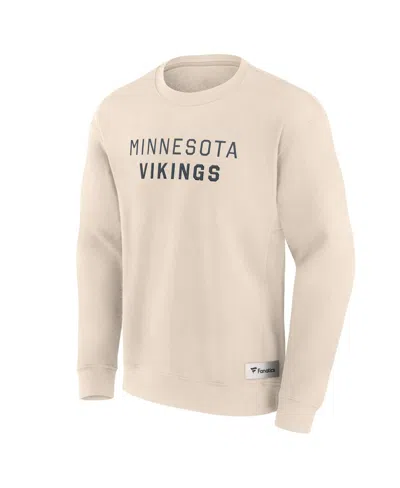 Fanatics Men's Cream Minnesota Vikings Elements Future Ground Lettering Pullover Sweatshirt In Neutral