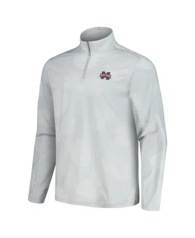 Tommy Bahama Men's Gray Mississippi State Bulldogs Delray Frond Islandzone Half-zip Jacket In Gray