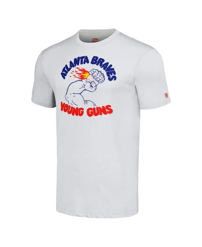 Homage Men's Gray Atlanta Braves Doodle Collection Young Guns Tri-blend T-shirt In White