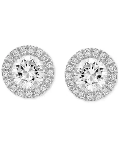 Macy's Diamond Halo Stud Earrings (1 Ct. T.w.) In 14k White Gold