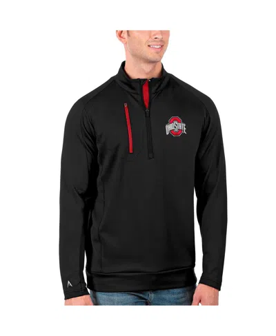 Antigua Men's Black/scarlet Ohio State Buckeyes Generation Half-zip Pullover Jacket In Black