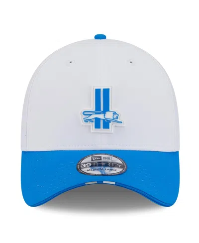 New Era Men's White/blue Detroit Lions 2025 Nfl Training Camp Throwback Logo 39thirty Flex Hat