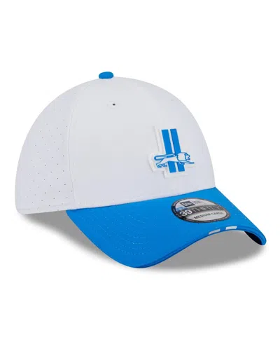 New Era Men's White/blue Detroit Lions 2025 Nfl Training Camp Throwback Logo 39thirty Flex Hat