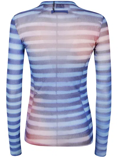 Jean Paul Gaultier Mesh Long Sleeves Top Printed "air"
