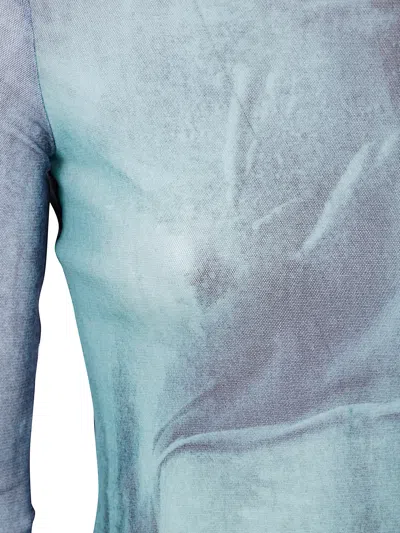 Jean Paul Gaultier Crew Neck Sheer Abstract Print Top In Multi