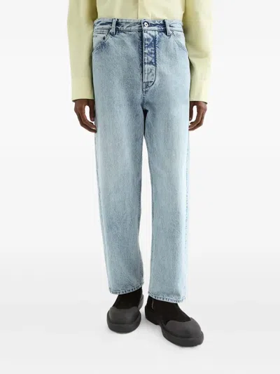 Jil Sander Antartic Blue Cotton 183 Aw 23 Treated Trousers In Brown