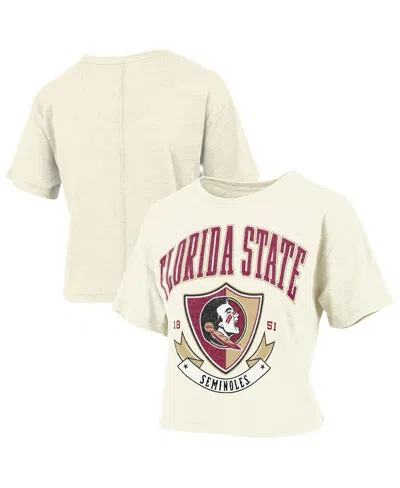 Pressbox Women's Cream Florida State Seminoles Buckler Vintage Cropped T-shirt