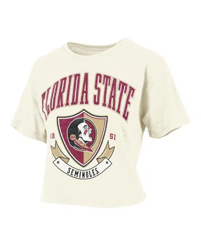 Pressbox Women's Cream Florida State Seminoles Buckler Vintage Cropped T-shirt