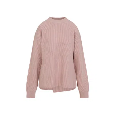 Jil Sander Long Sleeves Knitwear Asymmetric Hem In Pink