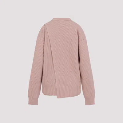 Jil Sander Long Sleeves Knitwear Asymmetric Hem In Pink