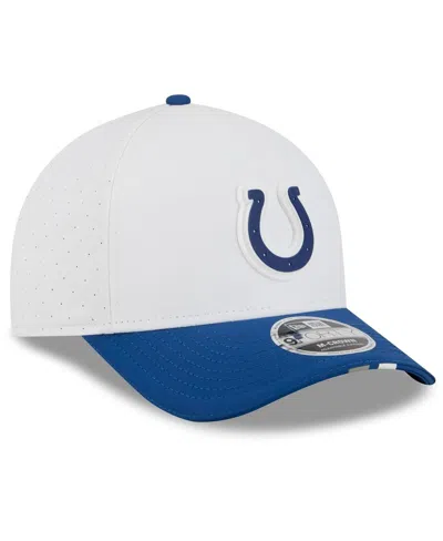 New Era Men's White/royal Indianapolis Colts 2025 Nfl Training Camp A-frame 9forty Adjustable Hat