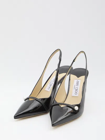 Jimmy Choo Button Detail Patent Pointed Stiletto Pumps