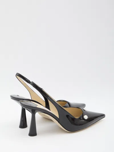 Jimmy Choo Button Detail Patent Pointed Stiletto Pumps