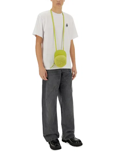 Jw Anderson Men White Crewneck T-shirt With Logo Embroidery On The Front In Cotton Man In White