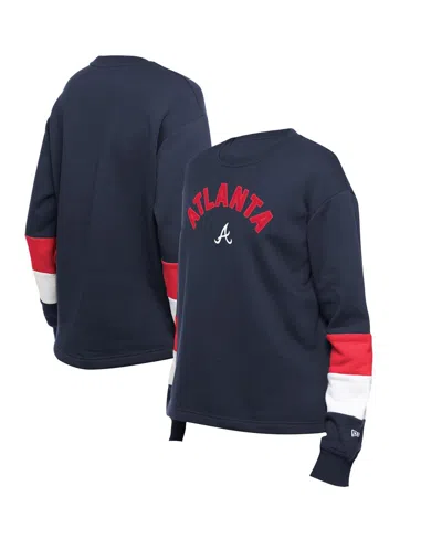 New Era Women's Navy Atlanta Braves Game Day Color Pullover Sweatshirt