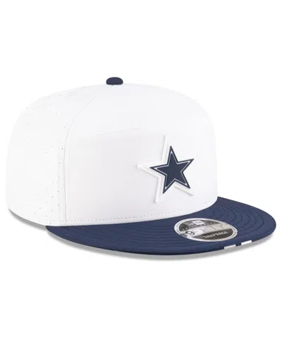 New Era Men's White/navy Dallas Cowboys 2025 Nfl Training Camp Split Panel 9fifty Snapback Hat