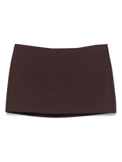 Khaite Jett Wool Blend Mini Skirt In Brown