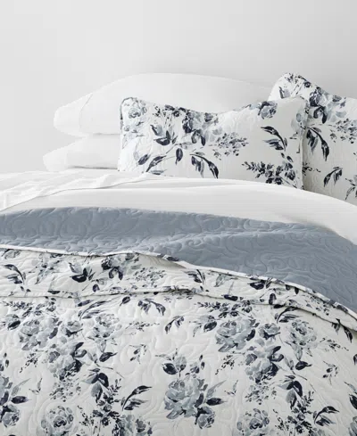 Ienjoy Home Rose Garden Reversible 3-pc. Quilt Set, Full/queen In Blue
