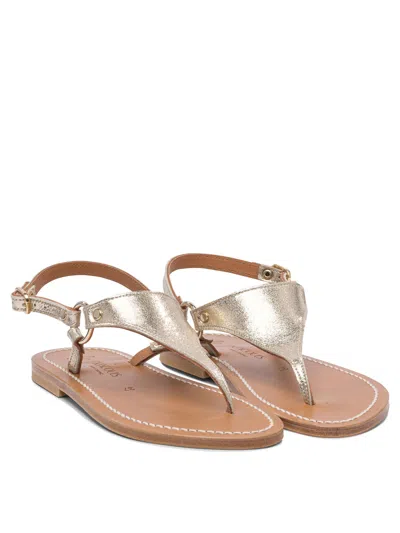 Kjacques K.jacques Sophisticated Leather Sandals With Metallic Finish In Silver