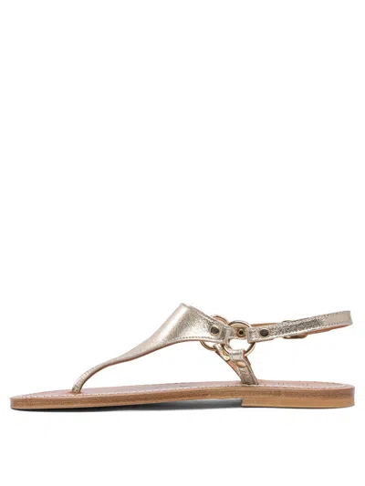 Kjacques K.jacques Sophisticated Leather Sandals With Metallic Finish In Silver