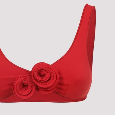 La Reveche Nuha Floral-applique Bikini In Red