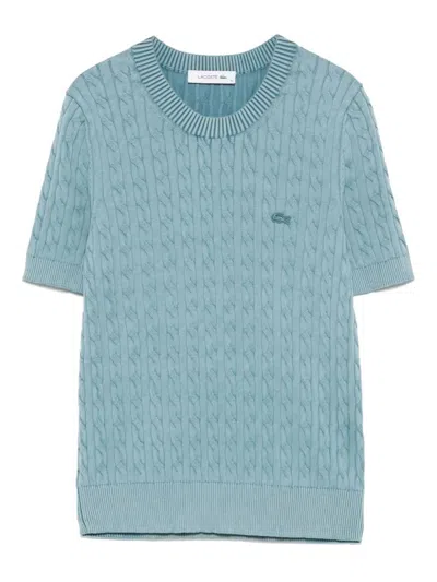 Lacoste Cable Knit Sweater In Blue